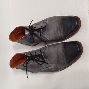 Men's Van Lier Gray Two Toned Leather Upper & Sole Lace Up Shoes sz 8